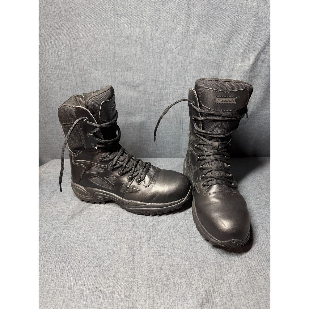 Reebok Rapid Response Black 8" Boot Side-Zip Comp Toe Duty Boots Sz 13 M RB8874